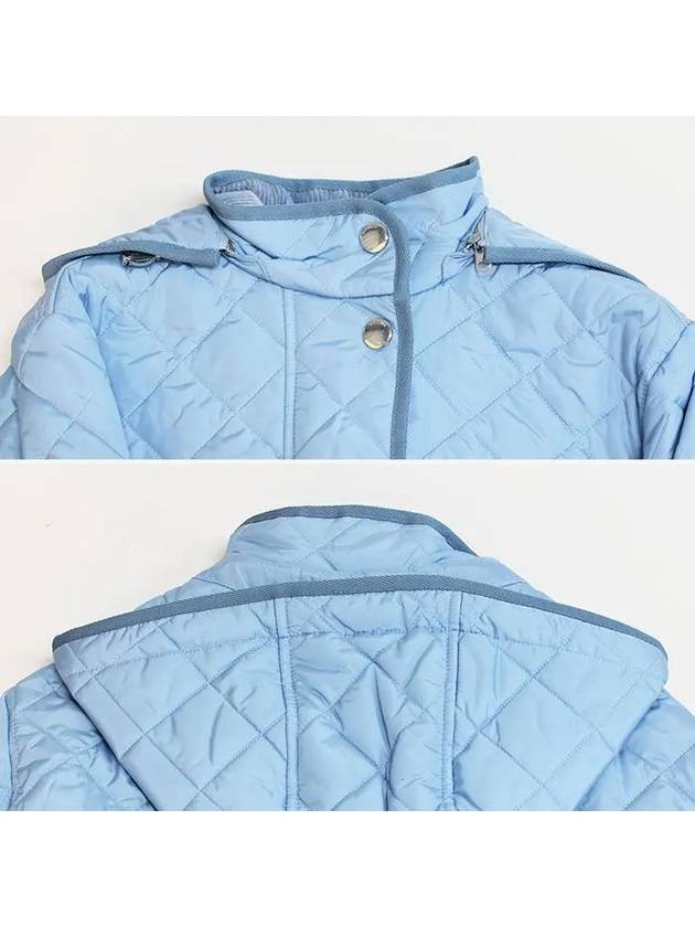 Burberry Diamond Recycled Nylon Quilted Hooded Jacket Denim Blue