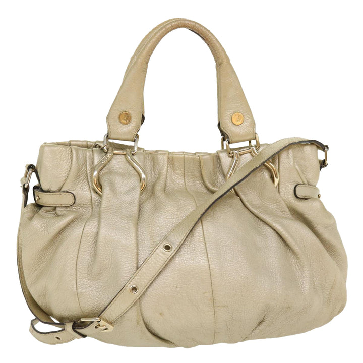 Celine Hand Bag Leather 2way Silver WC-AT0069 Auth 39622