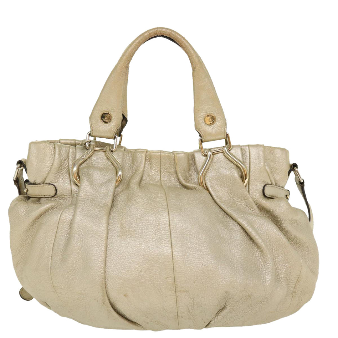 Celine Hand Bag Leather 2way Silver WC-AT0069 Auth 39622
