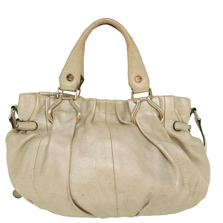Celine Hand Bag Leather 2way Silver WC-AT0069 Auth 39622