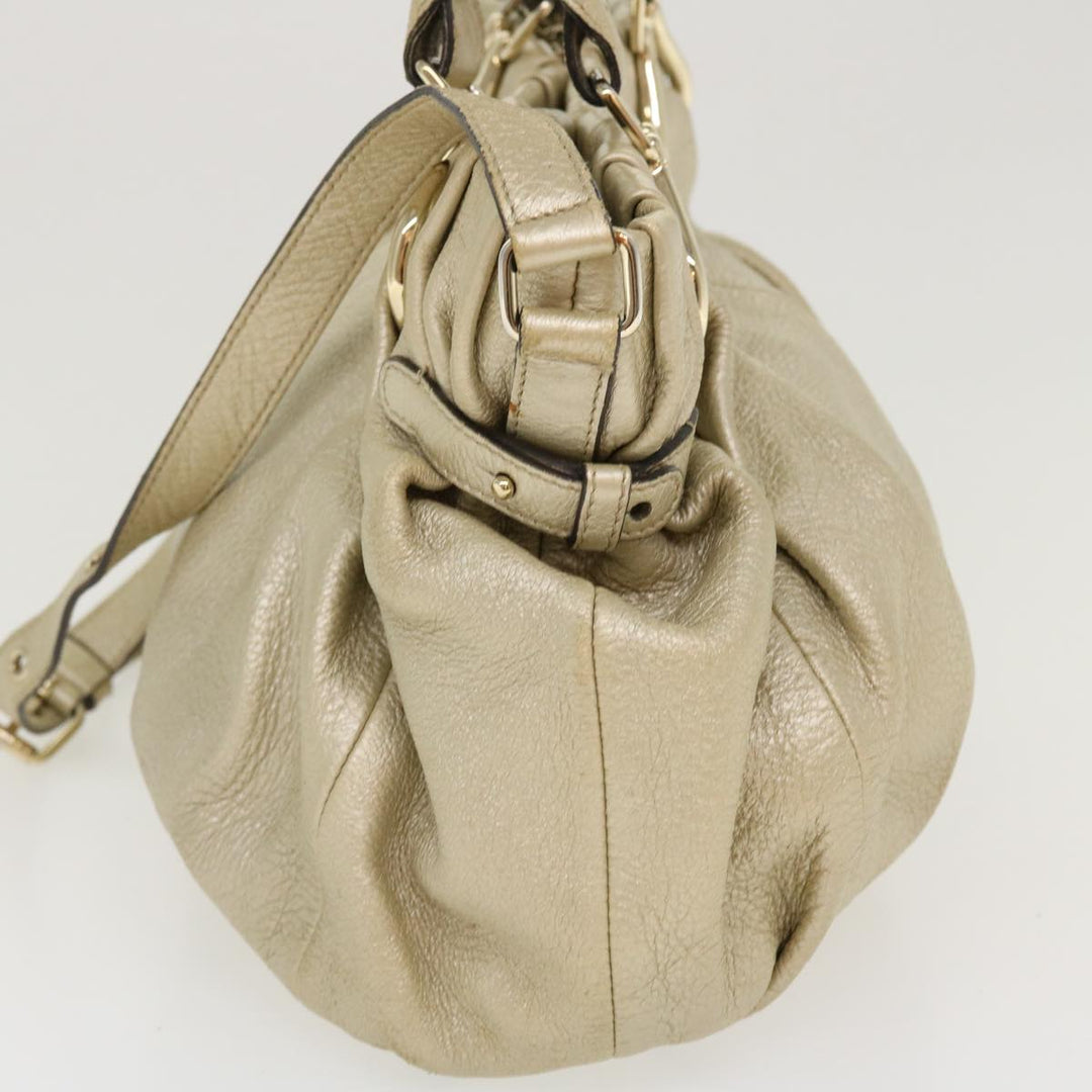 Celine Hand Bag Leather 2way Silver WC-AT0069 Auth 39622
