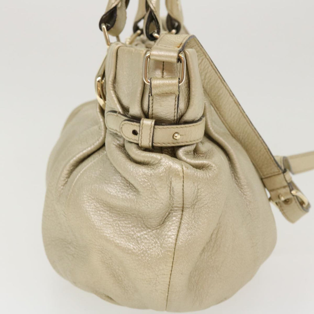 Celine Hand Bag Leather 2way Silver WC-AT0069 Auth 39622