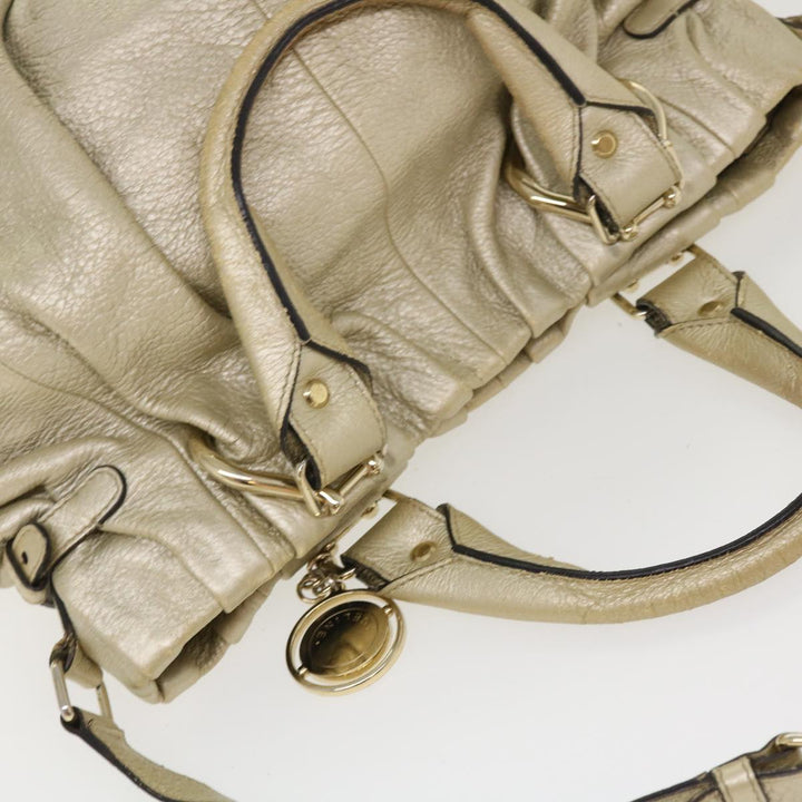 Celine Hand Bag Leather 2way Silver WC-AT0069 Auth 39622