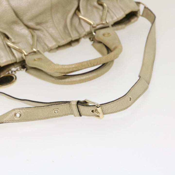 Celine Hand Bag Leather 2way Silver WC-AT0069 Auth 39622