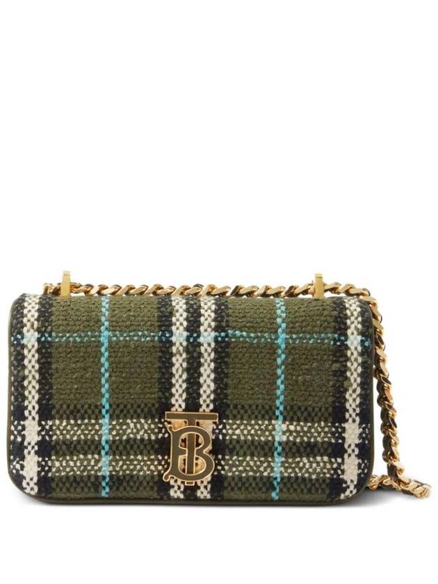Burberry Lola Check Print Mini Shoulder Bag Olive Green