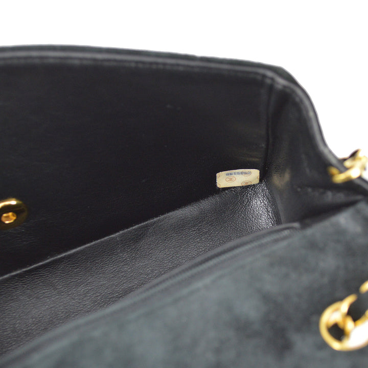 Top Quality Chanel 1991-1994 Black Suede Medium Vertical Stitch Single Flap Bag