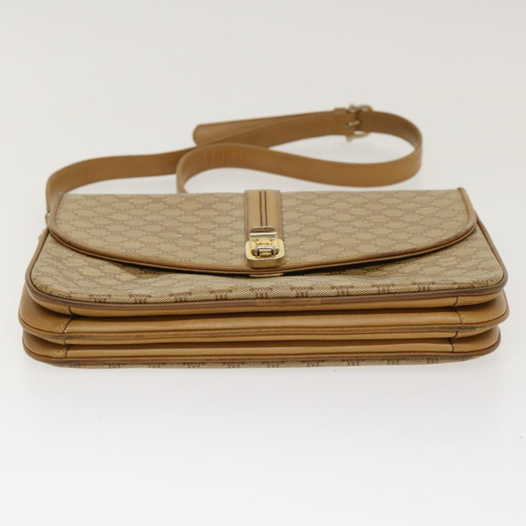 Celine Macadam Canvas Shoulder Bag PVC Leather Beige  39942