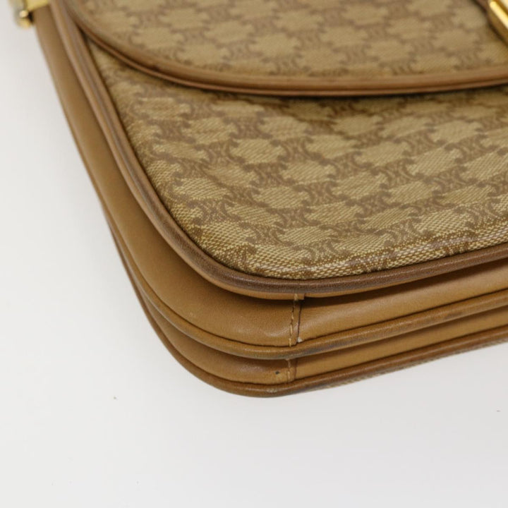 Celine Macadam Canvas Shoulder Bag PVC Leather Beige  39942