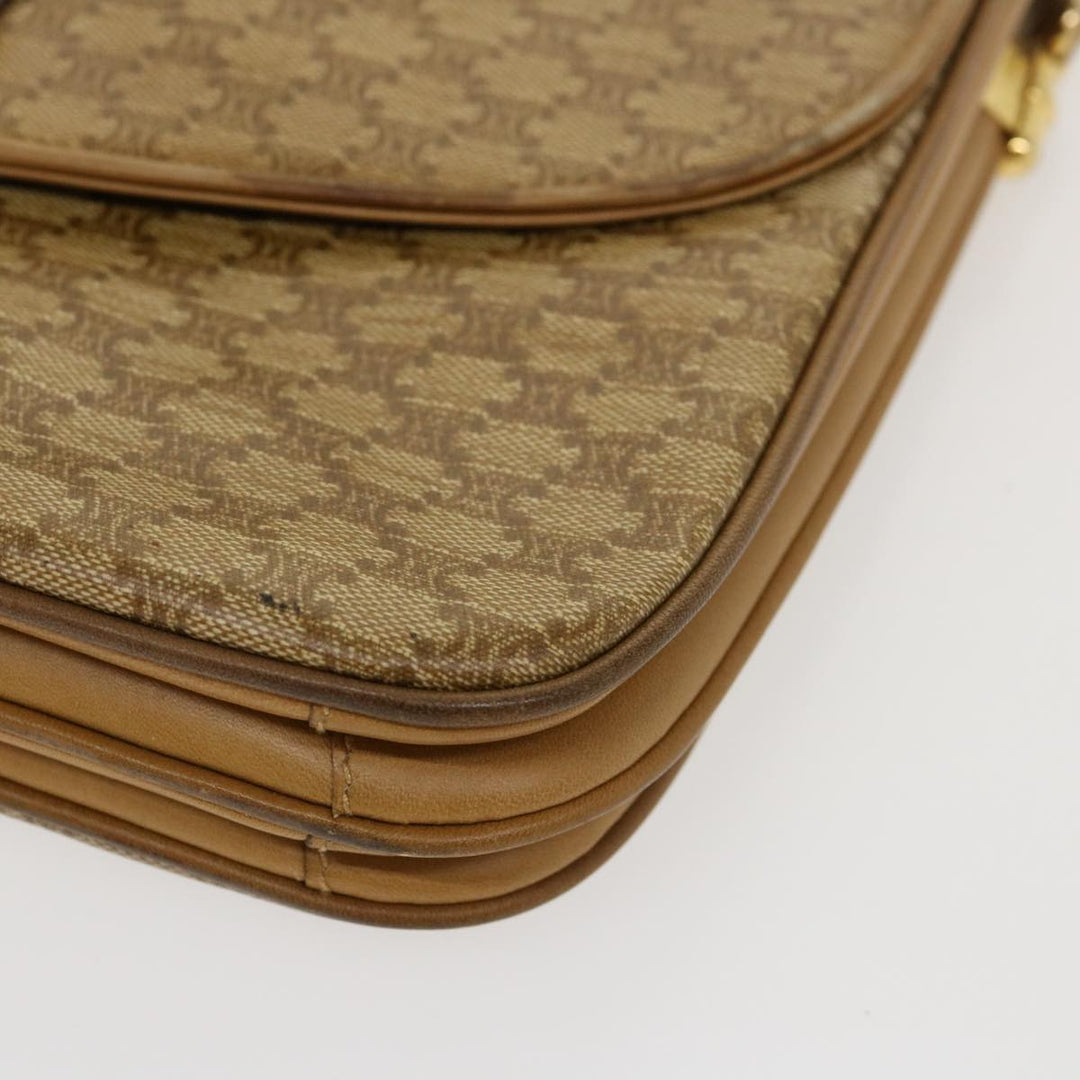 Celine Macadam Canvas Shoulder Bag PVC Leather Beige  39942