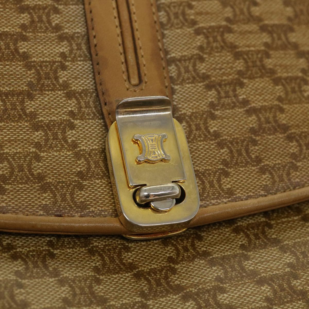 Celine Macadam Canvas Shoulder Bag PVC Leather Beige  39942