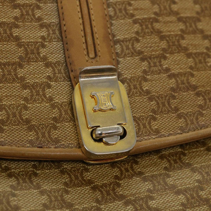 Celine Macadam Canvas Shoulder Bag PVC Leather Beige  39942