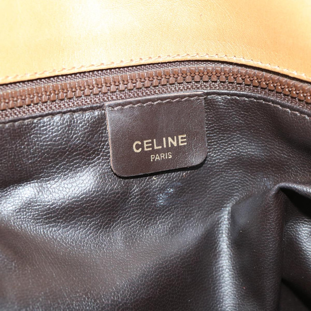 Celine Macadam Canvas Shoulder Bag PVC Leather Beige  39942