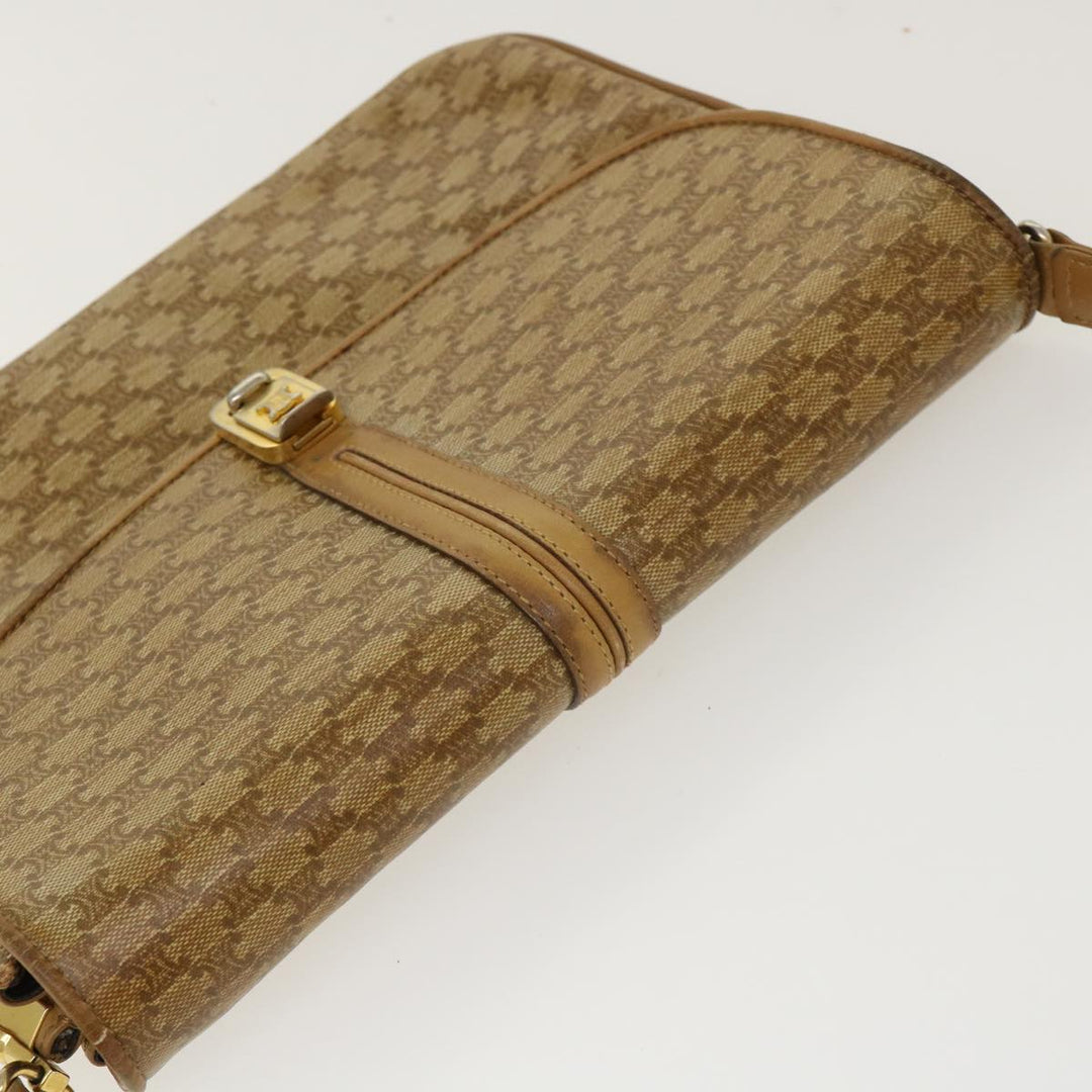 Celine Macadam Canvas Shoulder Bag PVC Leather Beige  39942