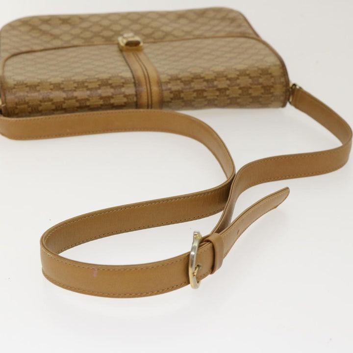 Celine Macadam Canvas Shoulder Bag PVC Leather Beige  39942