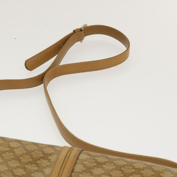 Celine Macadam Canvas Shoulder Bag PVC Leather Beige  39942