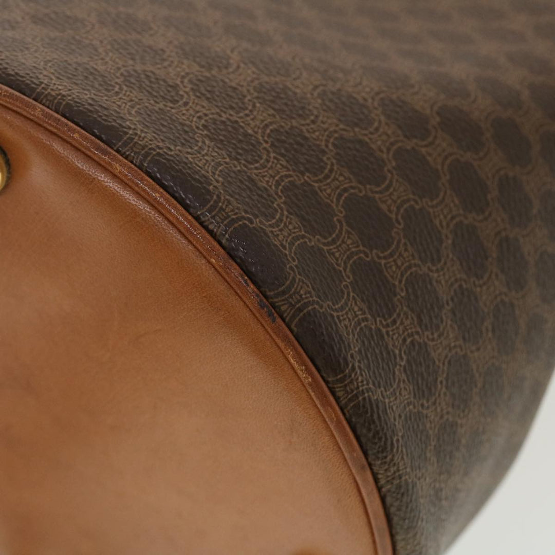 Celine Macadam Canvas Shoulder Bag PVC Leather Brown  39946