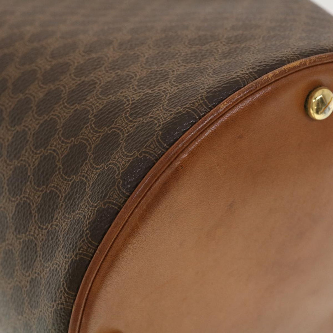 Celine Macadam Canvas Shoulder Bag PVC Leather Brown  39946