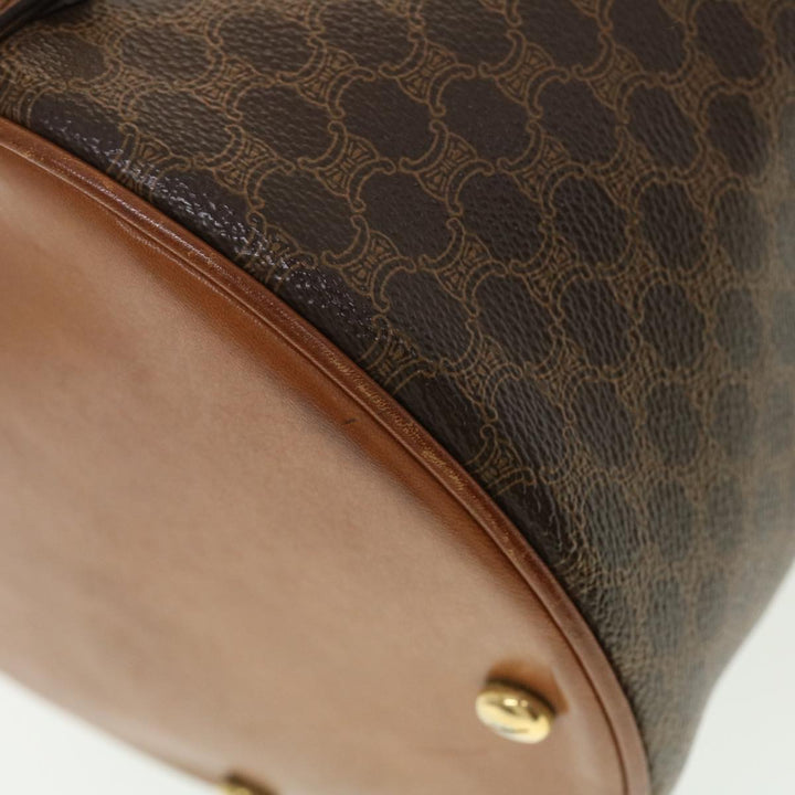 Celine Macadam Canvas Shoulder Bag PVC Leather Brown  39946