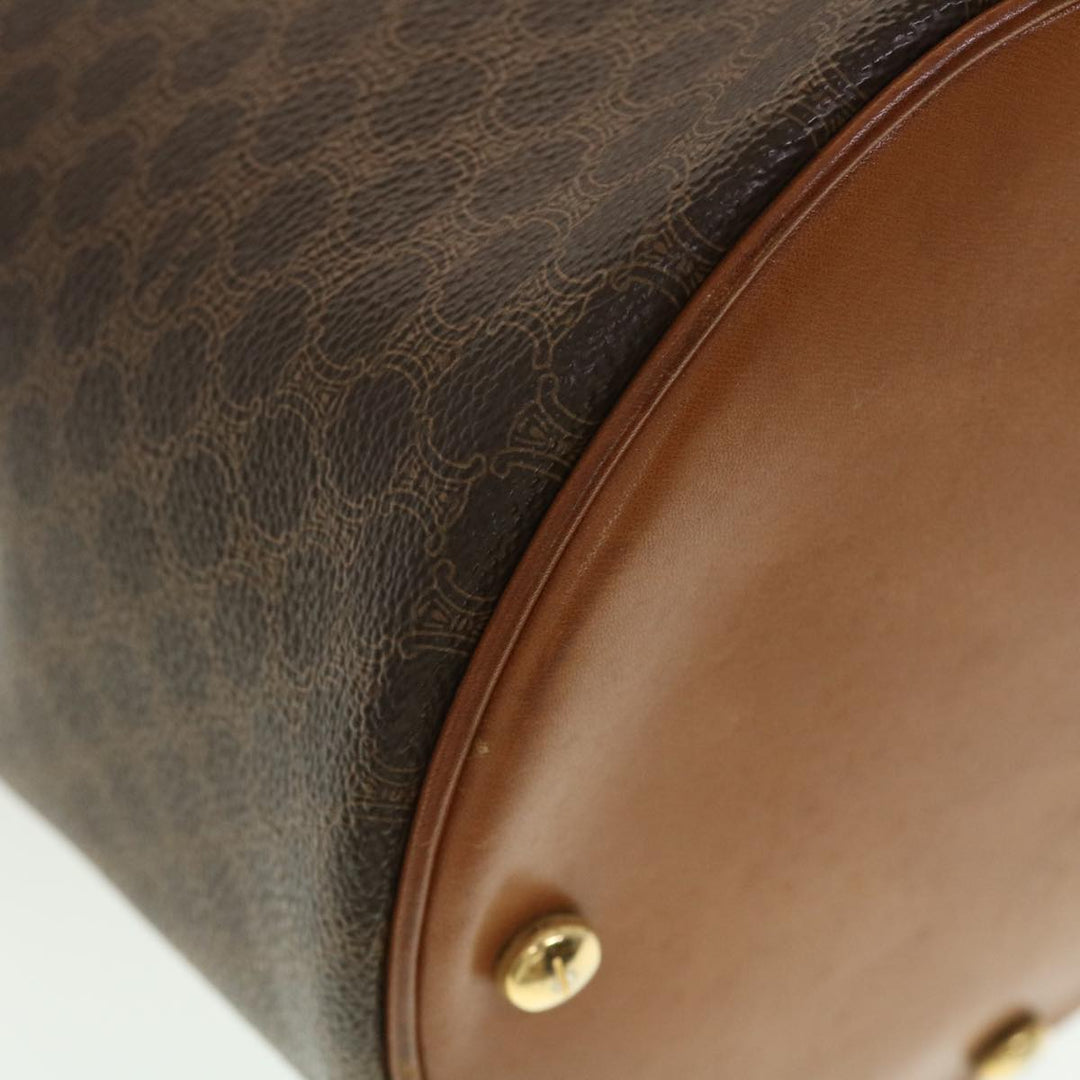 Celine Macadam Canvas Shoulder Bag PVC Leather Brown  39946
