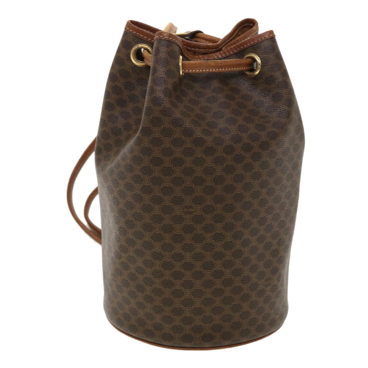 Celine Macadam Canvas Shoulder Bag PVC Leather Brown  39946