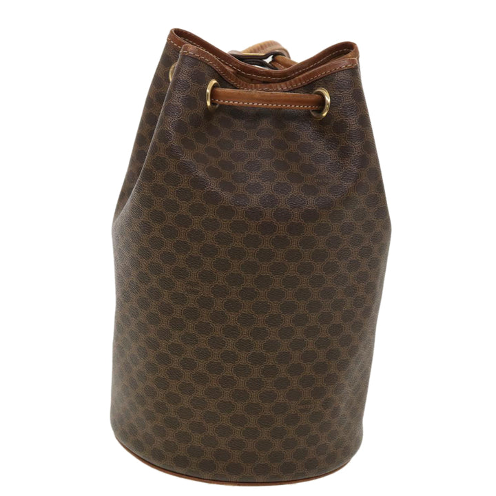 Celine Macadam Canvas Shoulder Bag PVC Leather Brown  39946