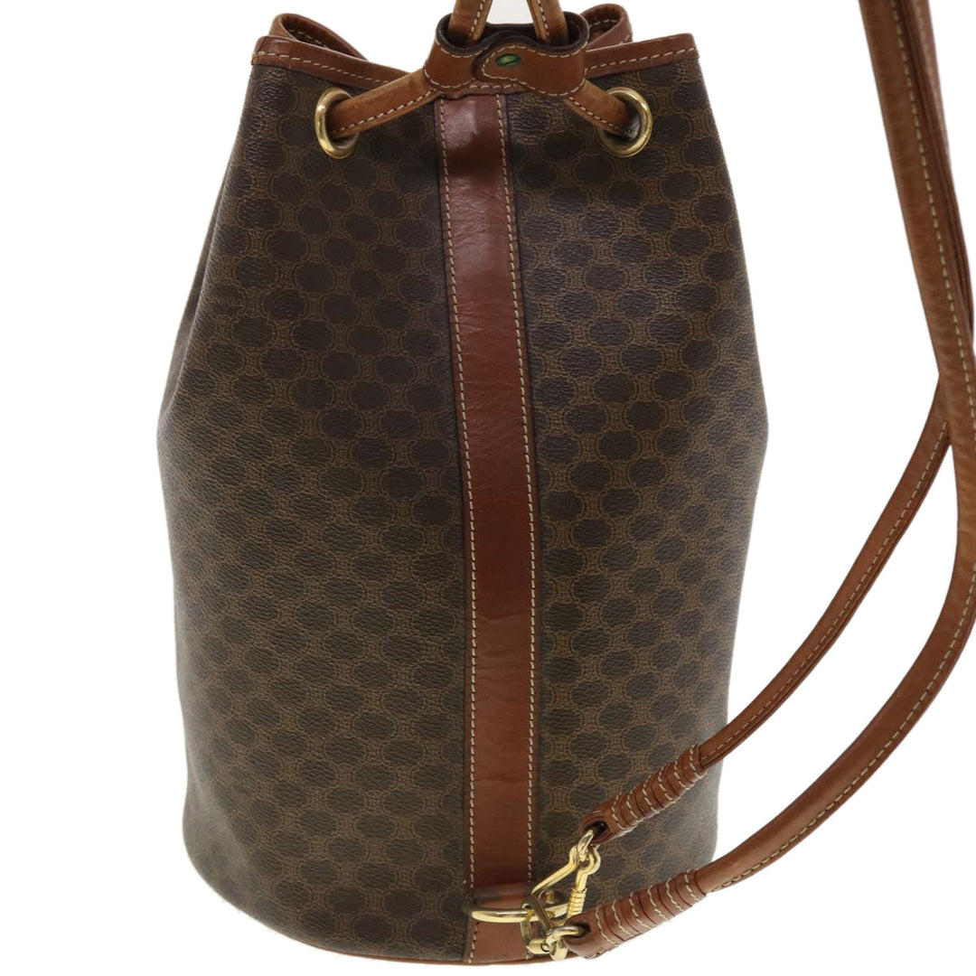 Celine Macadam Canvas Shoulder Bag PVC Leather Brown  39946