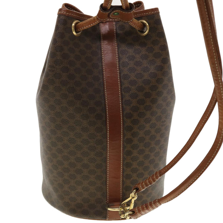Celine Macadam Canvas Shoulder Bag PVC Leather Brown  39946