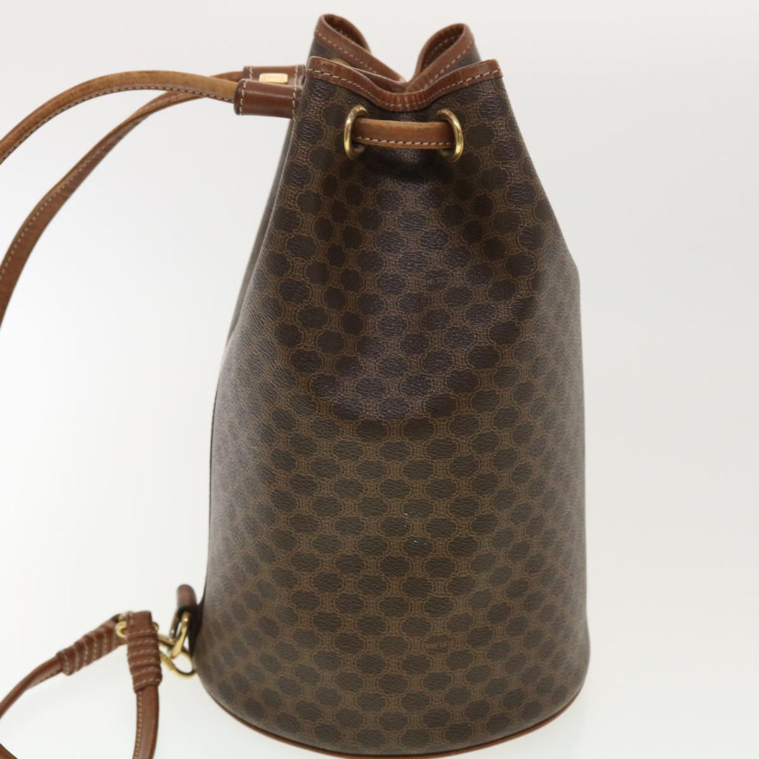 Celine Macadam Canvas Shoulder Bag PVC Leather Brown  39946