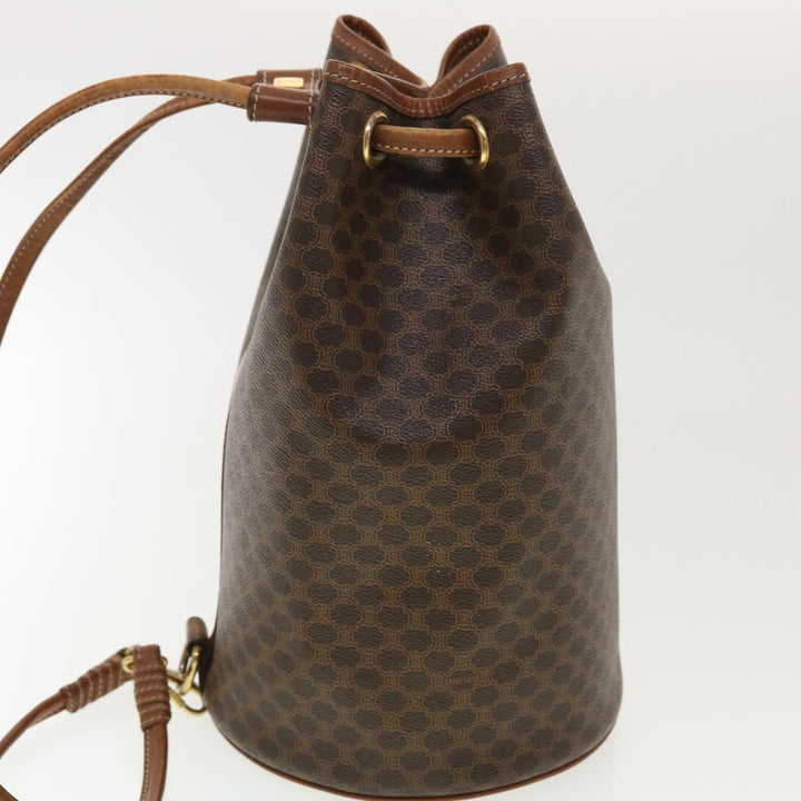 Celine Macadam Canvas Shoulder Bag PVC Leather Brown  39946