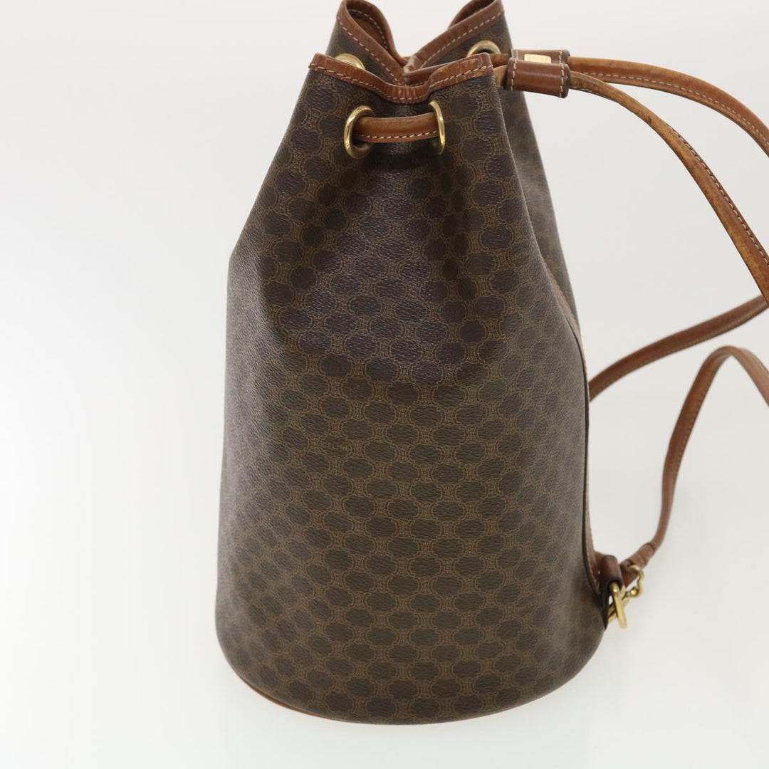 Celine Macadam Canvas Shoulder Bag PVC Leather Brown  39946