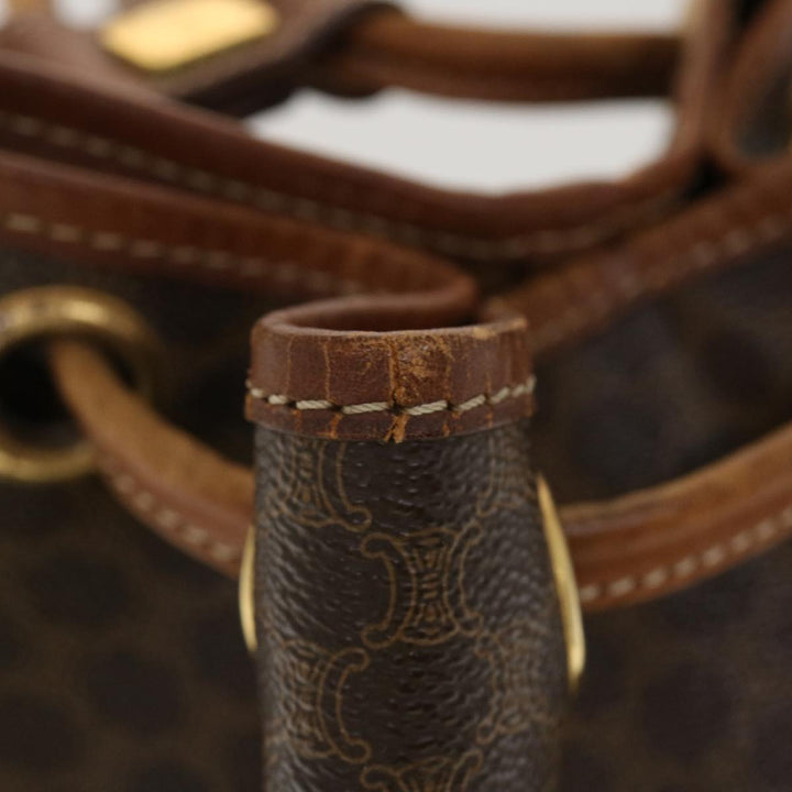 Celine Macadam Canvas Shoulder Bag PVC Leather Brown  39946