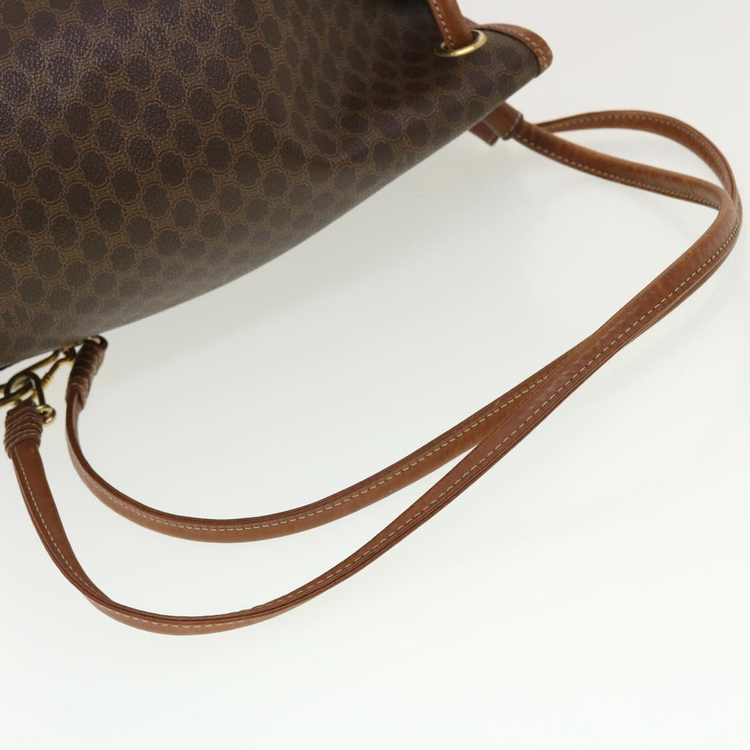 Celine Macadam Canvas Shoulder Bag PVC Leather Brown  39946
