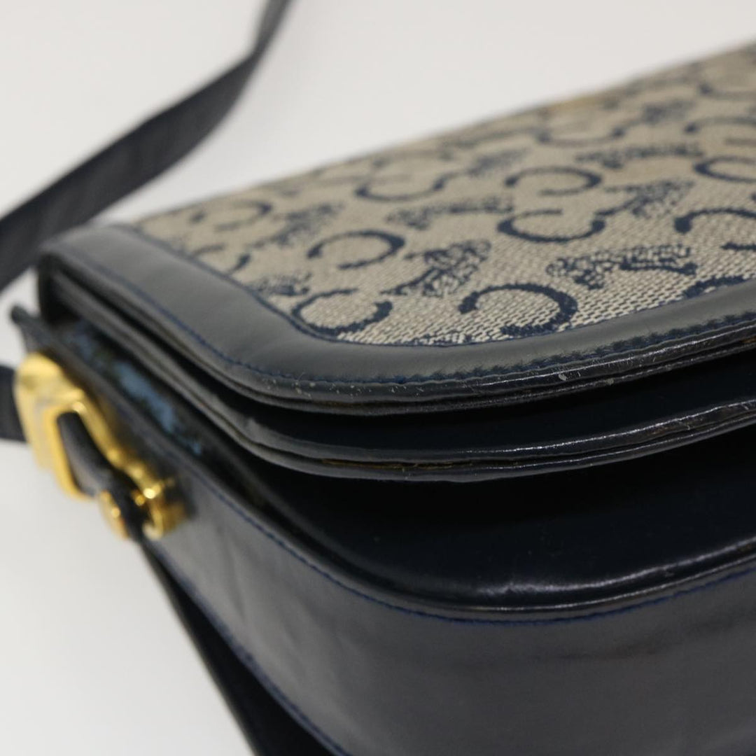 Celine C Macadam Canvas Horse Carriage Shoulder Bag Navy Auth 39948