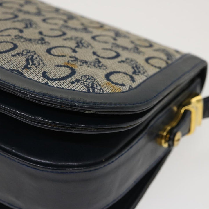 Celine C Macadam Canvas Horse Carriage Shoulder Bag Navy Auth 39948