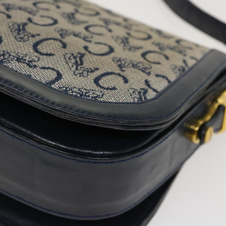 Celine C Macadam Canvas Horse Carriage Shoulder Bag Navy Auth 39948