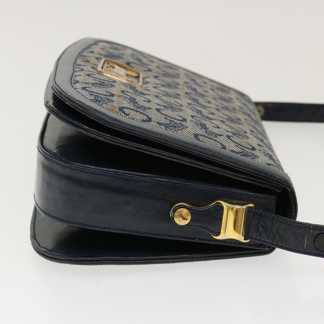 Celine C Macadam Canvas Horse Carriage Shoulder Bag Navy Auth 39948