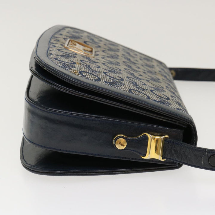 Celine C Macadam Canvas Horse Carriage Shoulder Bag Navy Auth 39948