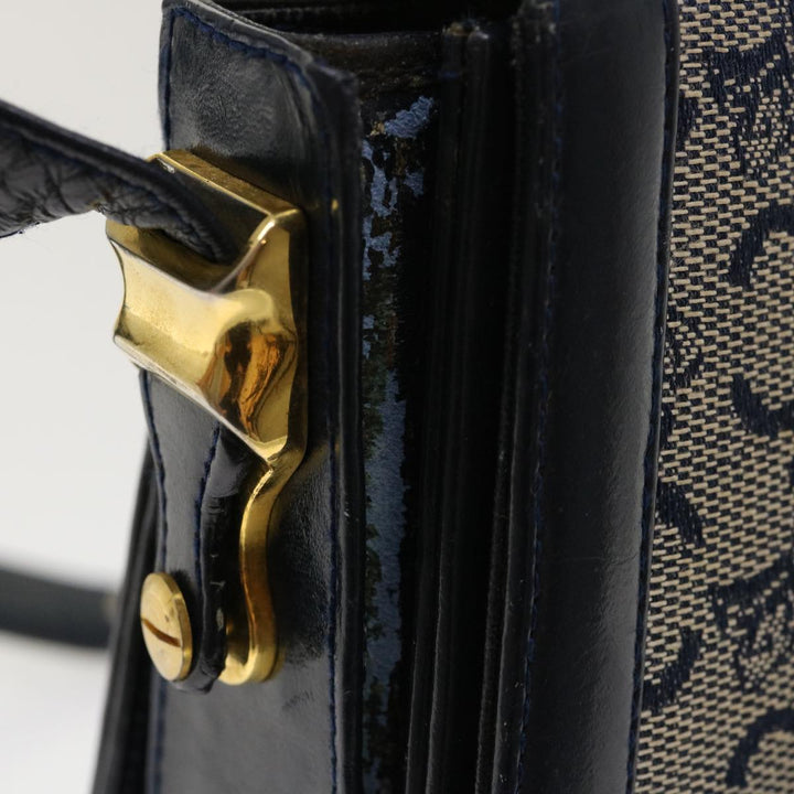 Celine C Macadam Canvas Horse Carriage Shoulder Bag Navy Auth 39948