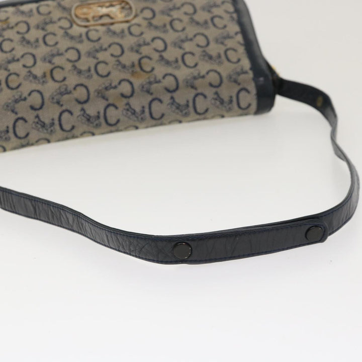 Celine C Macadam Canvas Horse Carriage Shoulder Bag Navy Auth 39948