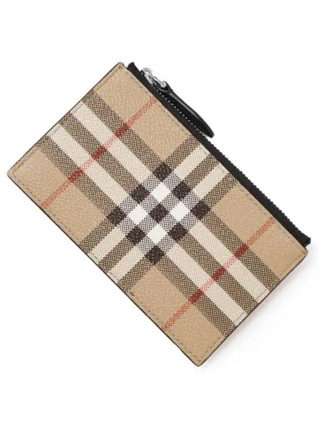 Burberry Check Zipper Card Wallet Beige