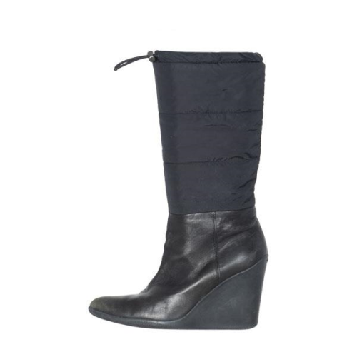 Prada Sport Leather & Puffer Wedge Boots