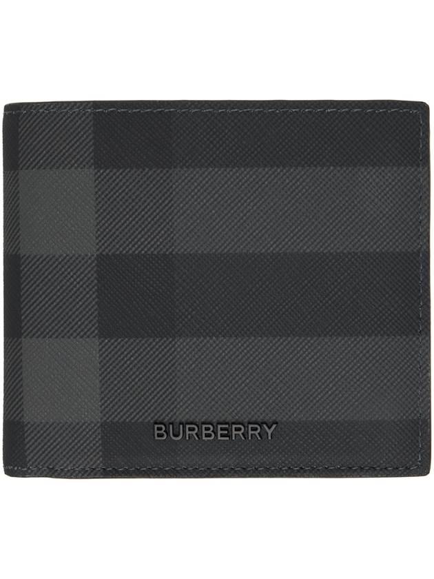 Burberry Vintage Check Logo Half Wallet Charcoal