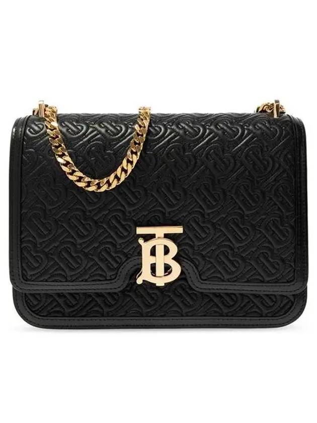 Burberry TB Logo Quilting Monogram Medium Shoulder Bag Black