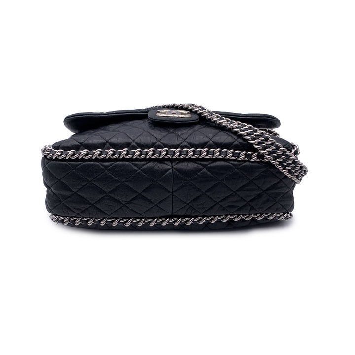 Chanel Black Quilted Lambskin Chain Around Maxi Shoulder Bag