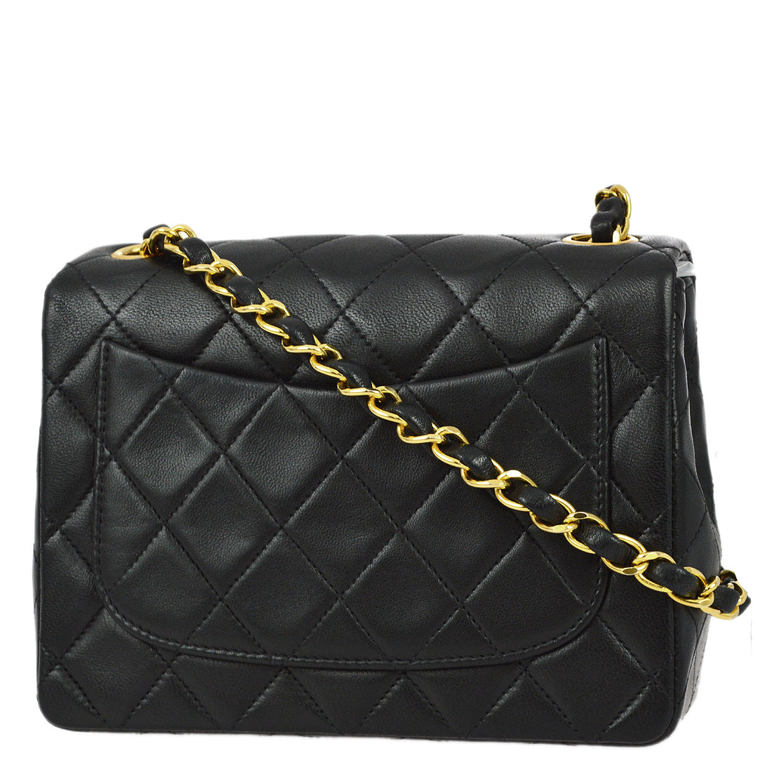 Top Quality Chanel 1991-1994 Black Lambskin Mini Classic Square Flap Bag 17