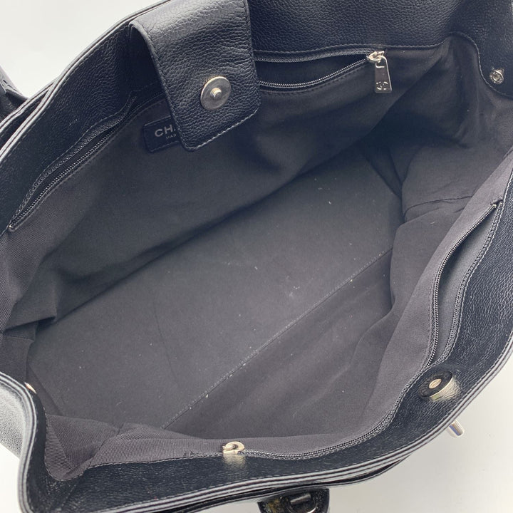 Chanel Black Pebbled Leather Executive Tote Bag Handbag 2000S