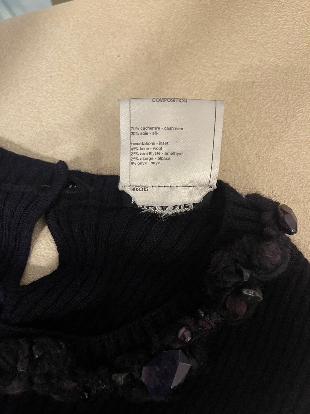 Top Quality Chanel Purple Cashmere Silk Blend Sleeveless Top with Stone-Embellished Collar Size FR 40 (UK 12)