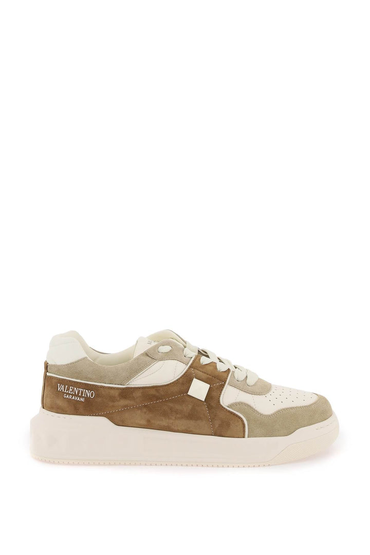 ONE STUD CRUST AND NAPPA LEATHER SNEAKERS