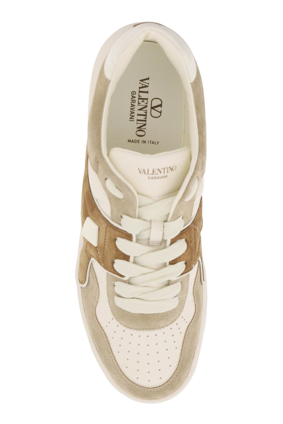 ONE STUD CRUST AND NAPPA LEATHER SNEAKERS