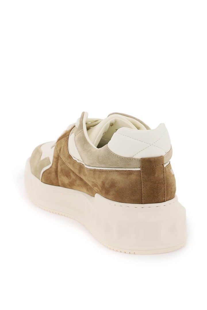 ONE STUD CRUST AND NAPPA LEATHER SNEAKERS